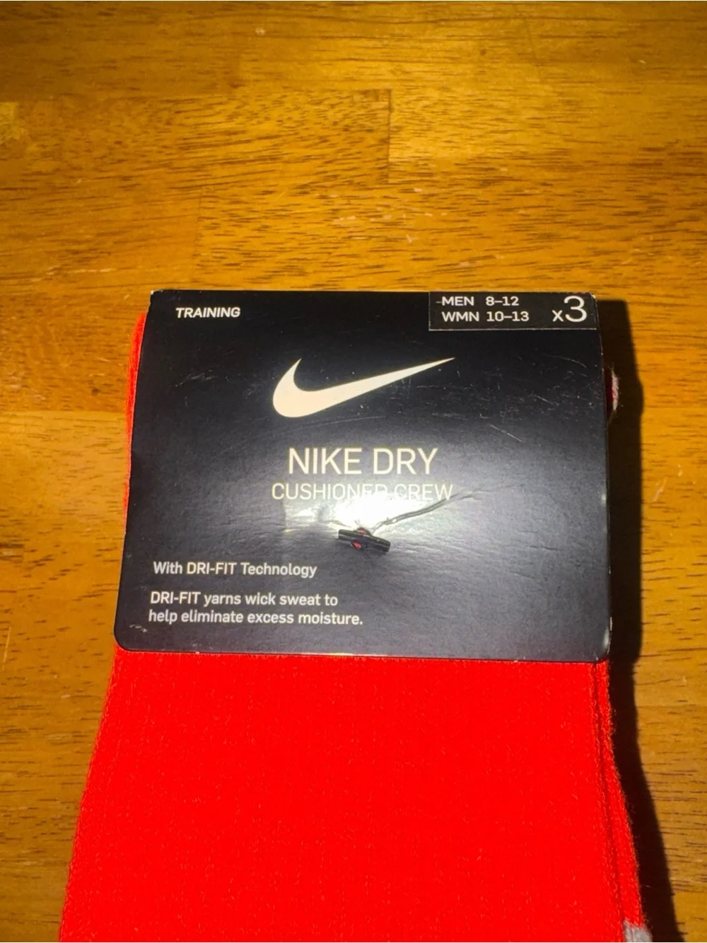 Nike Dry Cushioned Training Crew Socks Red Gray Large 3 Pair SX5526-902 New Tags